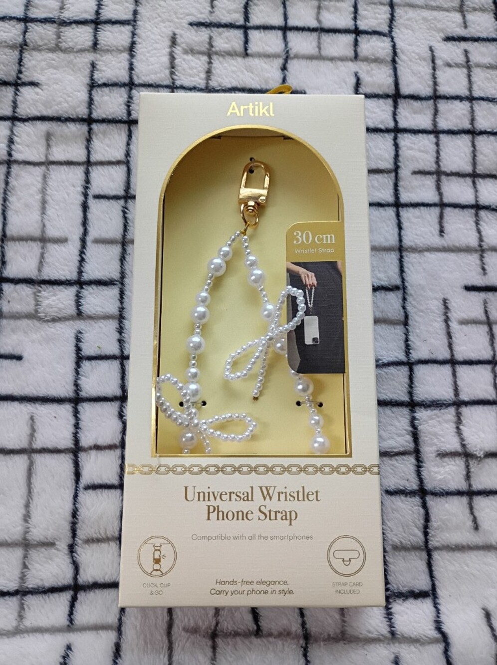 30 cm Pearl Look Universal Wristlet Phone Strap NEW IN BOX
